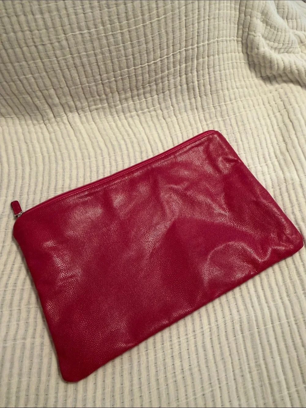 Moore & Giles genuine leather tech pouch - Laptop Sleeve - Red Leather Zip
